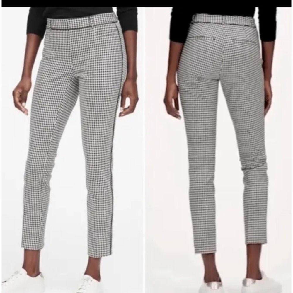 Banana Republic Pants Womens 12P Black White Sloan Houndstooth Bi-Stretch Ankle